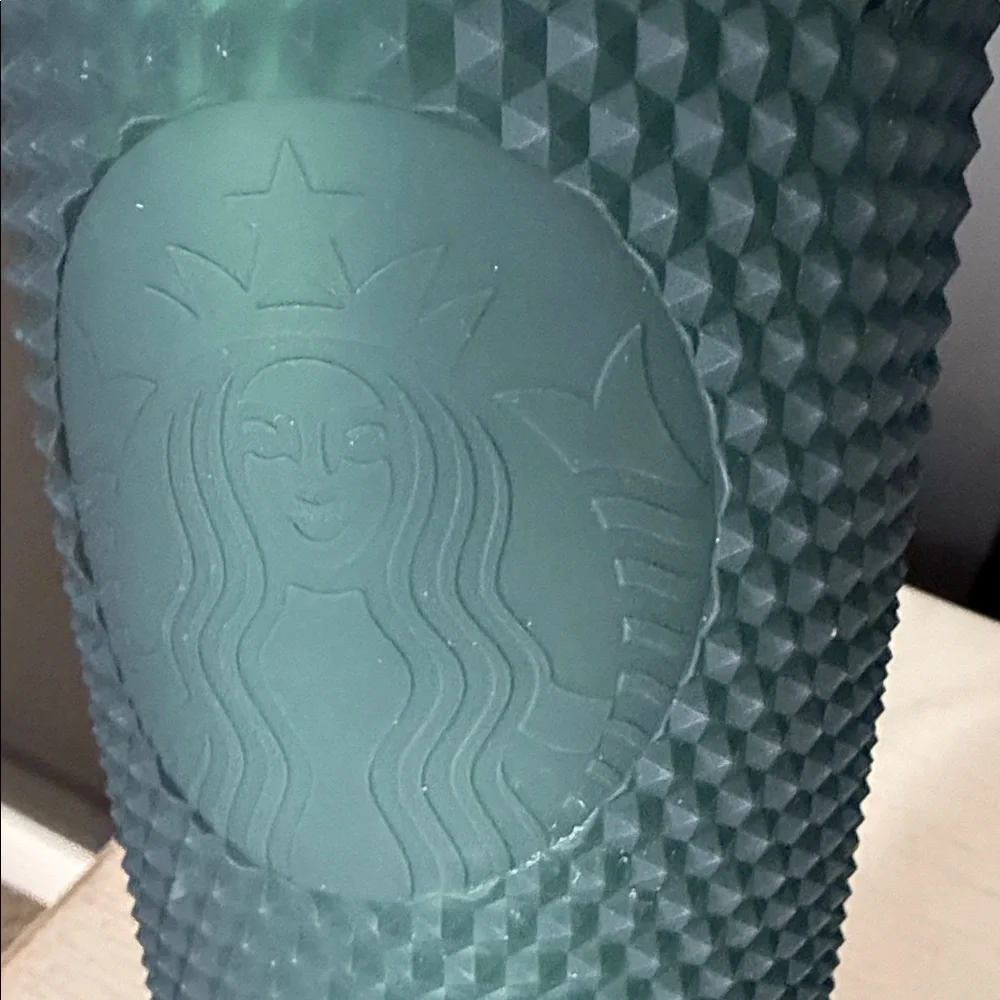 Starbucks‎ Studded Forest Green Textured Cup with Straw - NWT